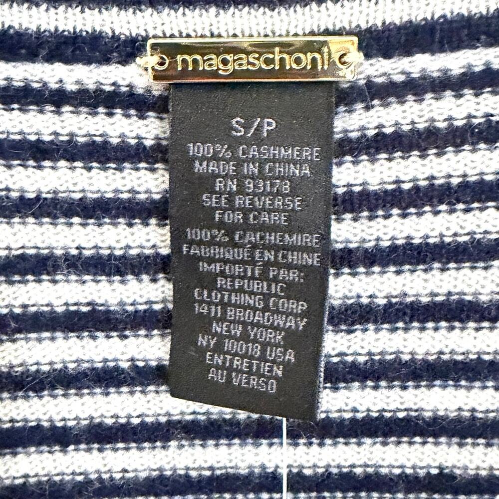 NWT MAGASCHONI blue and white cashmere V NECK cardigan sweater size small - Picture 2 of 7